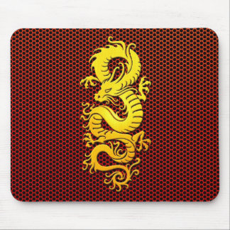 Yellow Chinese Dragon on Steel Mesh Mouse Pad