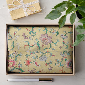 Yellow Chinese Floral Decoupage Tissue Paper