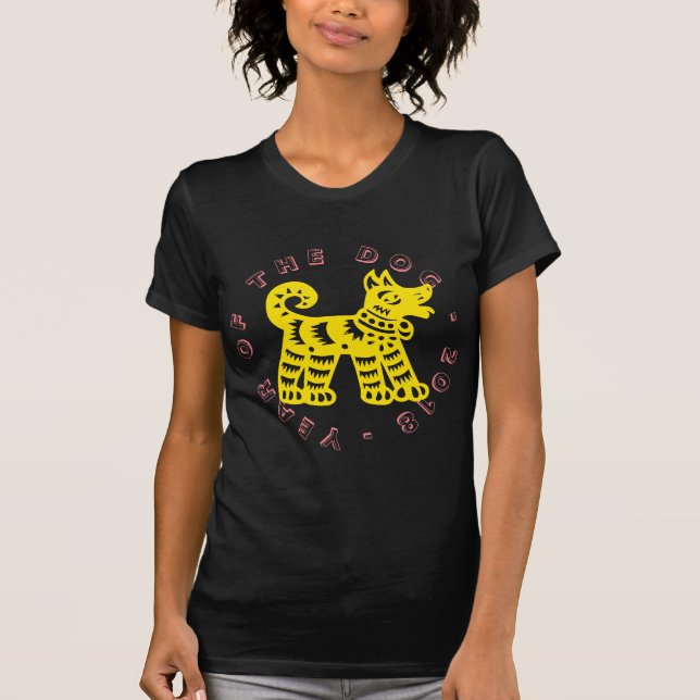 Yellow Chinese Papercut Earth Dog Year 2018 Tee (Front)