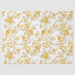 Yellow Chinoiserie Floral Toile Pattern 3 Tissue P Paper