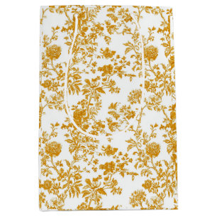 Yellow Chinoiserie Floral Toile Pattern 4 Garden P Medium Gift Bag
