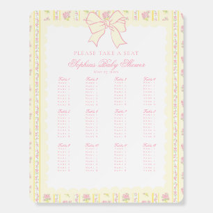 Yellow Chinoiserie Vintage Floral Seating Chart Foam Board
