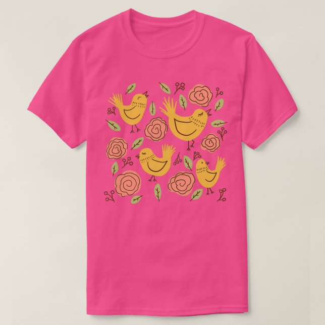 Yellow Chirpy Birds T-Shirt (Design Front)