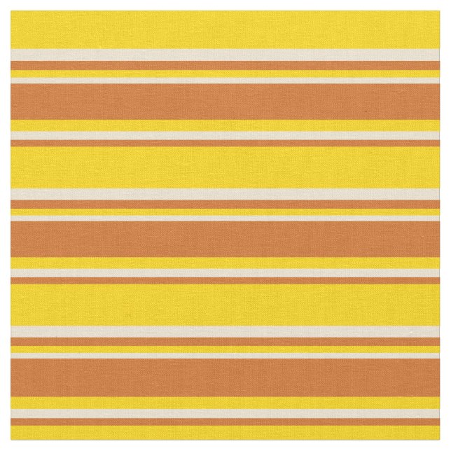Yellow, Chocolate, and Beige Pattern Fabric (Close Up)