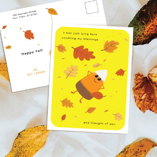 Yellow Chocolate Candy Corn Thanksgiving Holiday Postcard