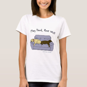 yellow & chocolate lab play hard T-Shirt