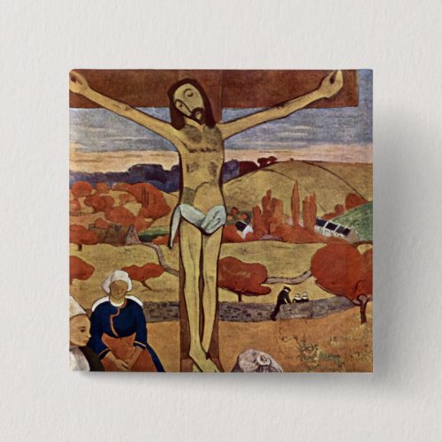 Yellow Christ by Paul Gauguin Vintage Fine Art Button