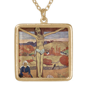 Yellow Christ by Paul Gauguin, Vintage Fine Art Gold Plated Necklace