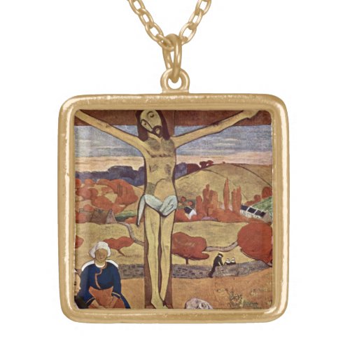 Yellow Christ by Paul Gauguin Vintage Fine Art Gold Plated Necklace