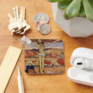 Yellow Christ by Paul Gauguin, Vintage Fine Art Keychain