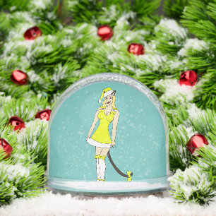 Yellow Christmas catgirl Snow Globe