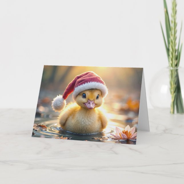 Yellow Christmas Duckling Holiday Card (Front)