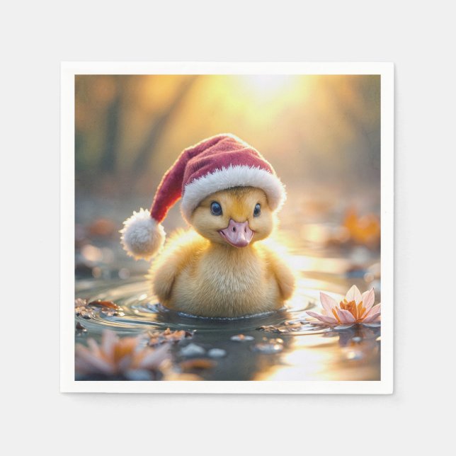 Yellow Christmas Duckling Napkins (Front)
