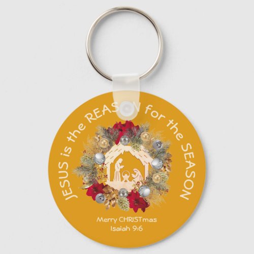  Yellow Christmas JESUS IS THE REASON Keychain