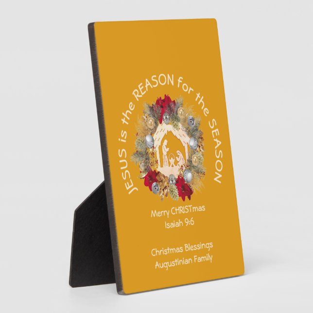 Yellow Christmas JESUS IS THE REASON Plaque (Side)