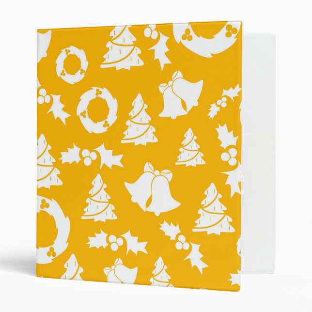 Yellow Christmas Pattern 3 Ring Binder (Front/Inside)