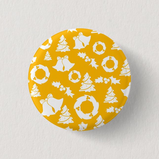 Yellow Christmas Pattern Button (Front)