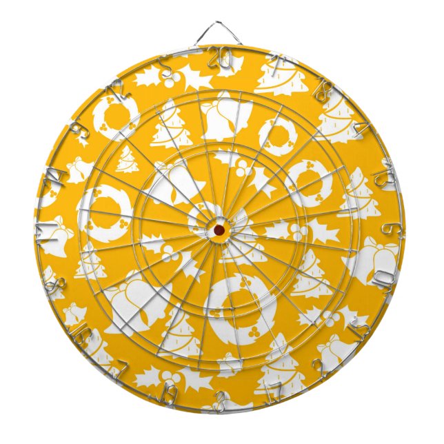 Yellow Christmas Pattern Dart Board (Front)