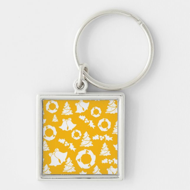 Yellow Christmas Pattern Keychain (Front)