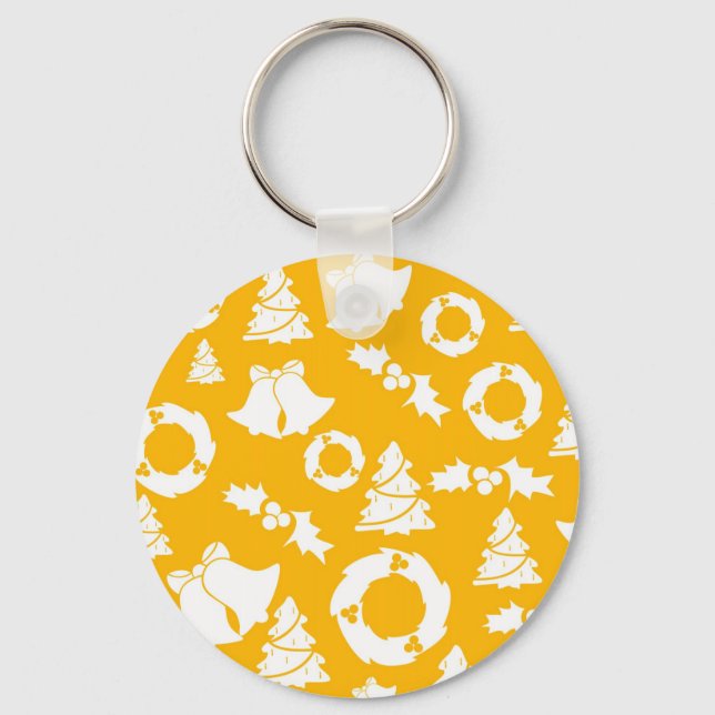 Yellow Christmas Pattern Keychain (Front)