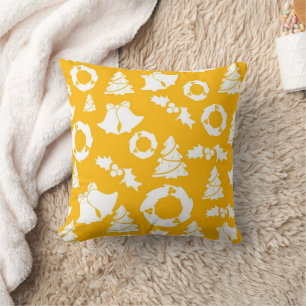 Yellow Christmas Pattern Throw Pillow