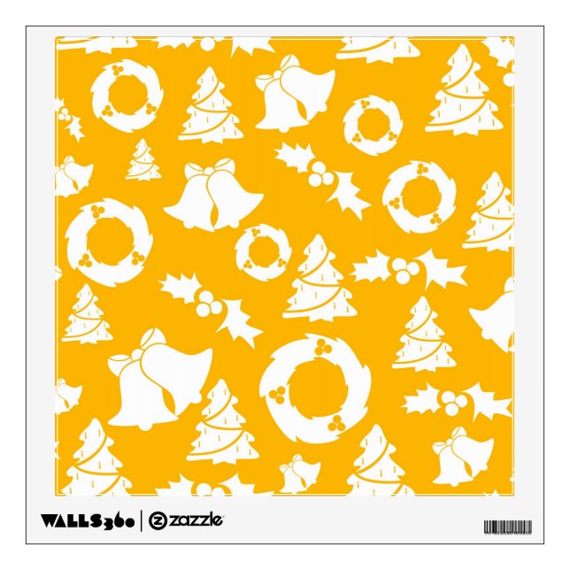Yellow Christmas Pattern Wall Decal (Front)