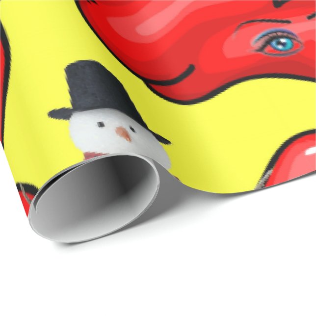 Yellow Christmas Red Peppers Wrapping Paper (Roll Corner)