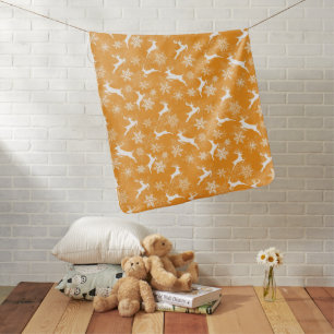 Yellow Christmas snowflakes deer pattern Baby Blanket