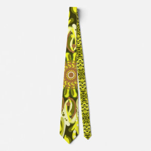 Yellow Chrysanthemum Floral Patterned Abstract Neck Tie