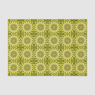 Yellow Chrysanthemum Floral Patterned Abstract Tissue Paper