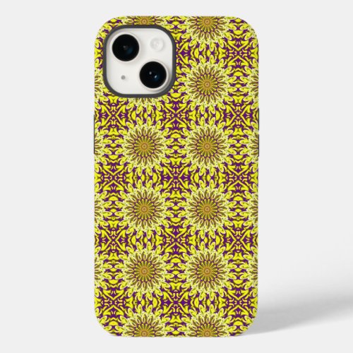 Yellow Chrysanthemum Floral Purple Patterned Case_Mate iPhone 14 Case