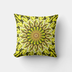 Yellow Chrysanthemum Flower Abstract  Throw Pillow