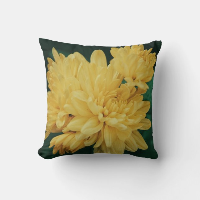 Yellow Chrysanthemum Flower Cushion Throw Pillow (Front)