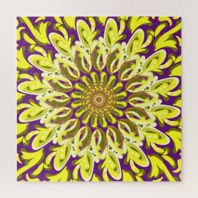 Yellow Chrysanthemum Flower Purple Abstract Jigsaw Puzzle (Vertical)