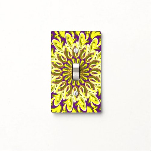 Yellow Chrysanthemum Flower Purple Abstract  Light Switch Cover