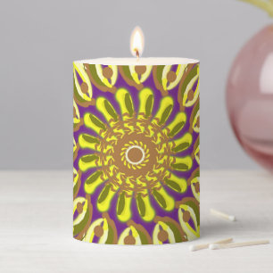 Yellow Chrysanthemum Flower Purple Abstract Pillar Candle