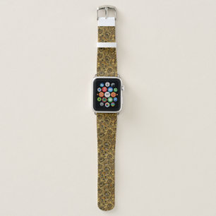 Yellow chrysanthemum flowers and orange beetles apple watch band