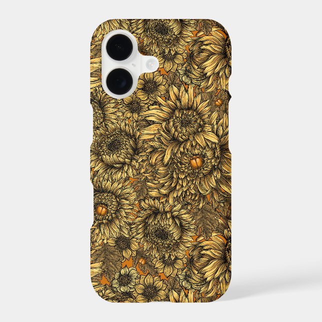 Yellow chrysanthemum flowers and orange beetles Case-Mate iPhone case (Back)
