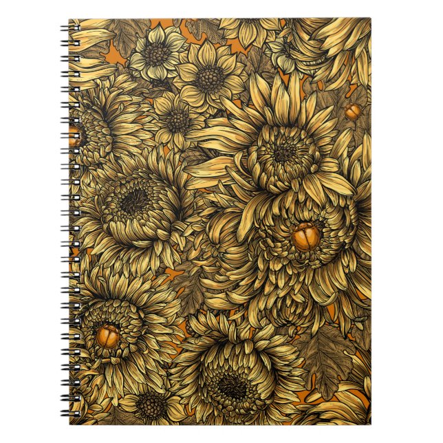 Yellow chrysanthemum flowers and orange beetles notebook (Front)