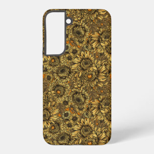 Yellow chrysanthemum flowers and orange beetles samsung galaxy s22+ case