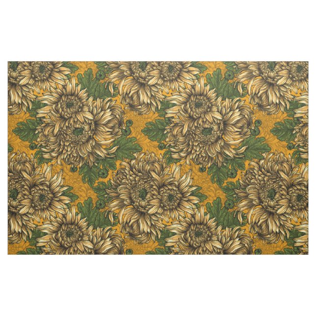Yellow chrysanthemum flowers fabric (Fat Quarter)