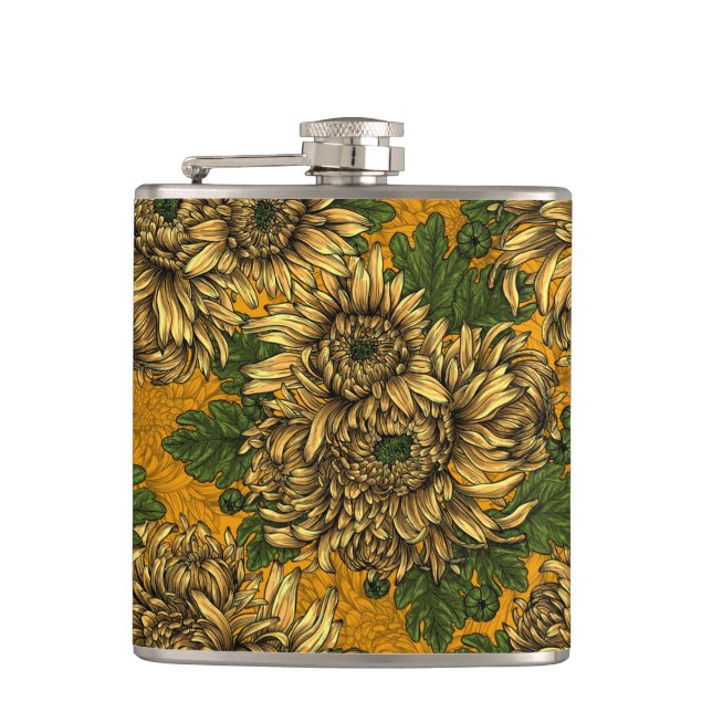 Yellow chrysanthemum flowers flask (Front)