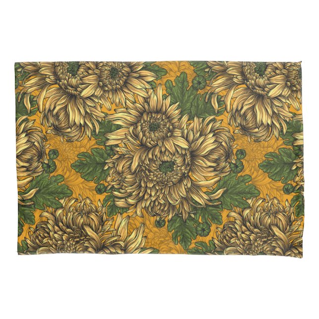 Yellow chrysanthemum flowers pillow case (Front)
