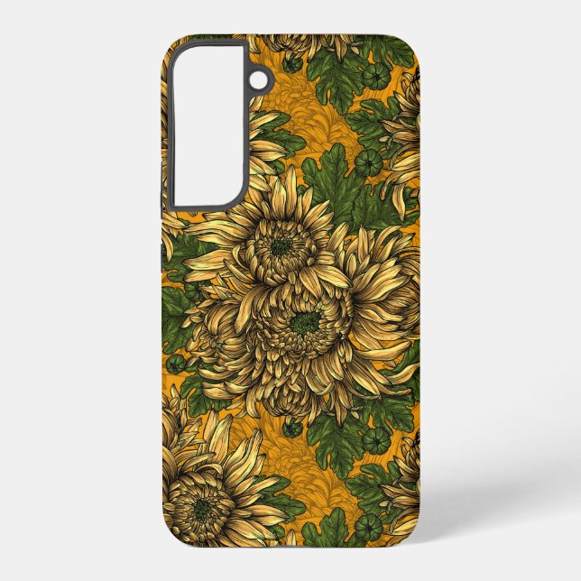 Yellow chrysanthemum flowers samsung galaxy case (Back)