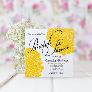 Yellow Chrysanthemum Simple Square Bridal Shower Invitation
