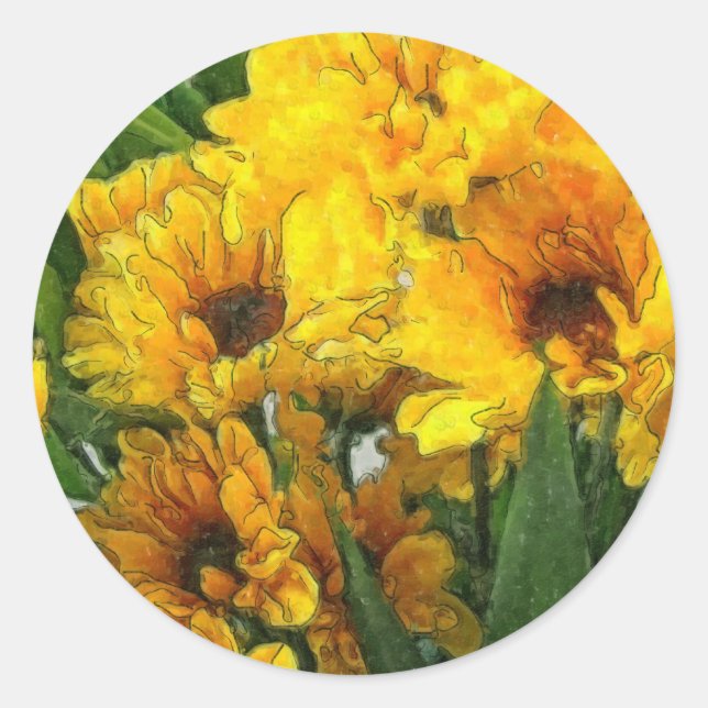 Yellow Chrysanthemums 4 Classic Round Sticker (Front)