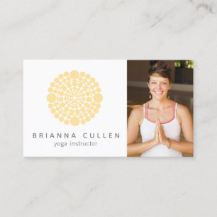 Yellow Circle Mandala, Holistic Healer Add Photo Business Card