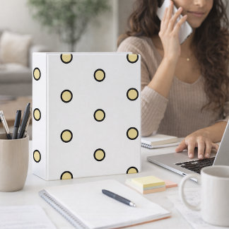 Yellow Circle Pattern Black Outline 3 Ring Binder