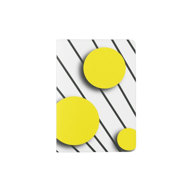 Yellow Circles and Black Lines  Passport Holder (Front)