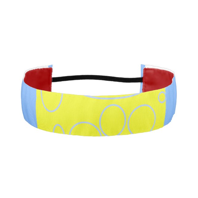 Yellow Circles Loops Blue Non-Slip Headbands (Front)